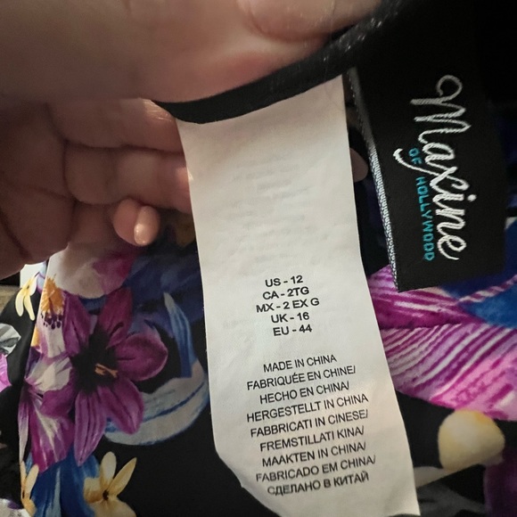 LIKE NEW Maxine of Hollywood Midnight Garden Peplum Blouson One Piece Swimsuit - Picture 11 of 14